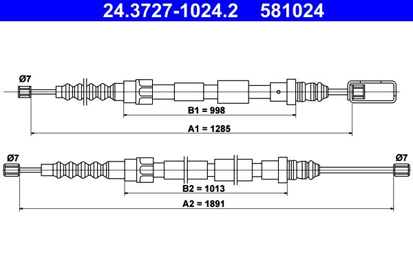ATE 24.3727-1024.2 Cable Pull, parking brake