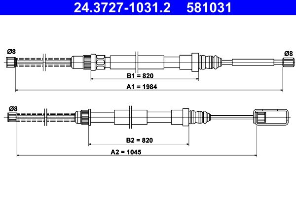 ATE 24.3727-1031.2 Cable Pull, parking brake