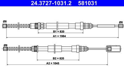 Cable Pull, parking brake ATE 24.3727-1031.2