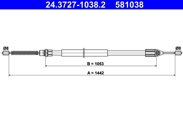 ATE 24.3727-1038.2 Cable Pull, parking brake