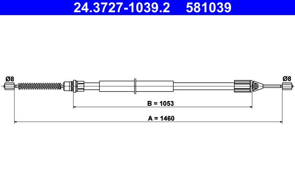 ATE 24.3727-1039.2 Cable Pull, parking brake