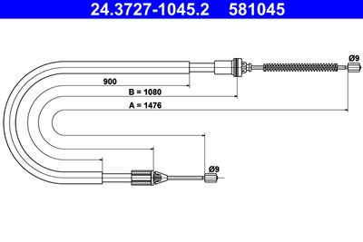 Cable Pull, parking brake ATE 24.3727-1045.2