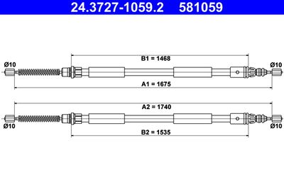 Cable Pull, parking brake ATE 24.3727-1059.2