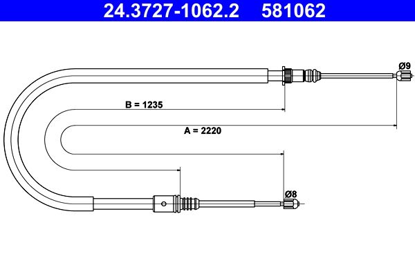 ATE 24.3727-1062.2 Cable Pull, parking brake
