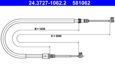Cable Pull, parking brake ATE 24.3727-1062.2