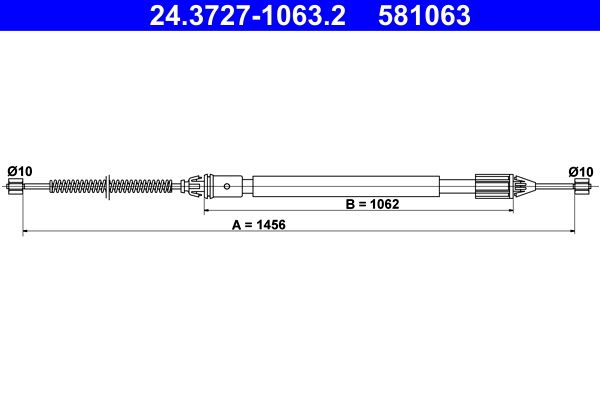 ATE 24.3727-1063.2 Cable Pull, parking brake