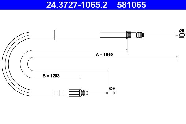 ATE 24.3727-1065.2 Cable Pull, parking brake