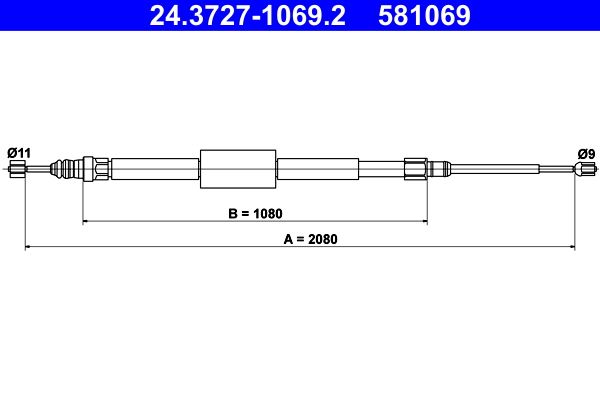ATE 24.3727-1069.2 Cable Pull, parking brake