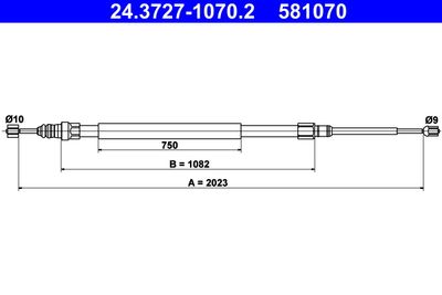 Cable Pull, parking brake ATE 24.3727-1070.2