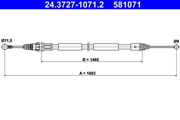 ATE 24.3727-1071.2 Cable Pull, parking brake