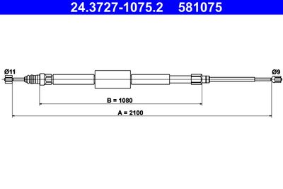 Cable Pull, parking brake ATE 24.3727-1075.2