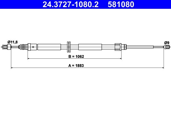 ATE 24.3727-1080.2 Cable Pull, parking brake