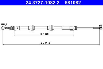 Cable Pull, parking brake ATE 24.3727-1082.2