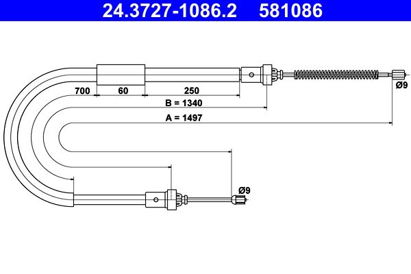 ATE 24.3727-1086.2 Cable Pull, parking brake