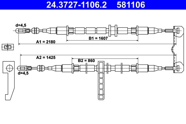 ATE 24.3727-1106.2 Cable Pull, parking brake