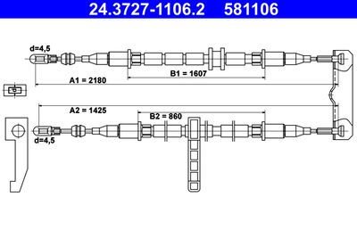Cable Pull, parking brake ATE 24.3727-1106.2