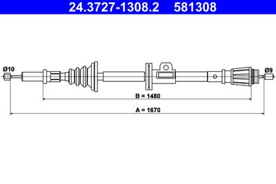 Cable Pull, parking brake ATE 24.3727-1308.2