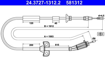 Cable Pull, parking brake ATE 24.3727-1312.2