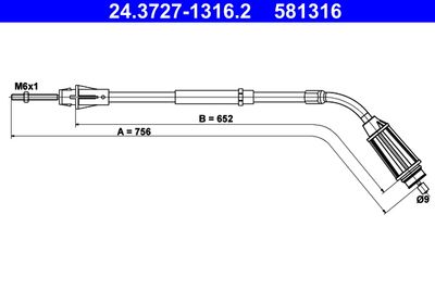 Cable Pull, parking brake ATE 24.3727-1316.2