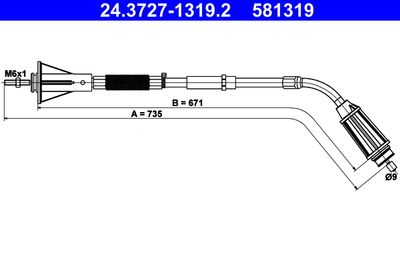 Cable Pull, parking brake ATE 24.3727-1319.2