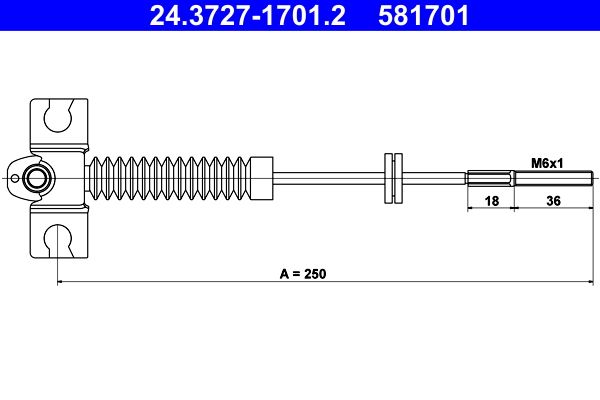 ATE 24.3727-1701.2 Cable Pull, parking brake