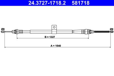 Cable Pull, parking brake ATE 24.3727-1718.2