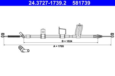 Cable Pull, parking brake ATE 24.3727-1739.2