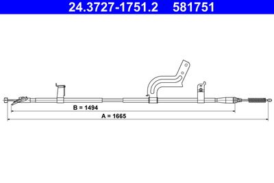Cable Pull, parking brake ATE 24.3727-1751.2
