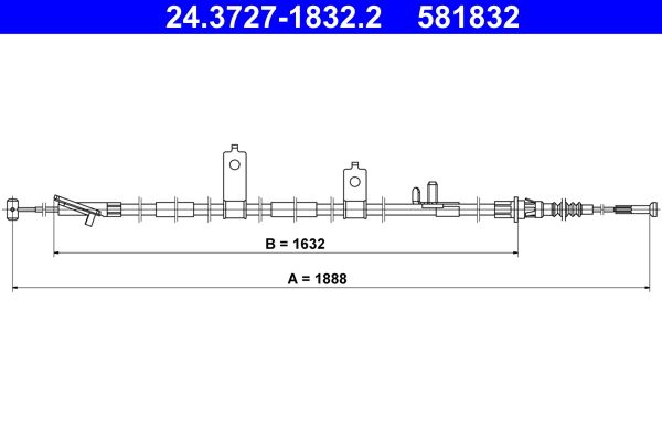 ATE 24.3727-1832.2 Cable Pull, parking brake