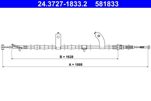 ATE 24.3727-1833.2 Cable Pull, parking brake