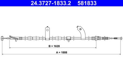 Cable Pull, parking brake ATE 24.3727-1833.2