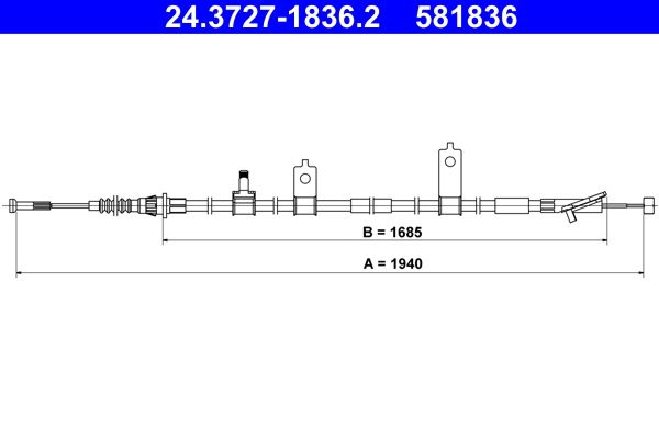 ATE 24.3727-1836.2 Cable Pull, parking brake