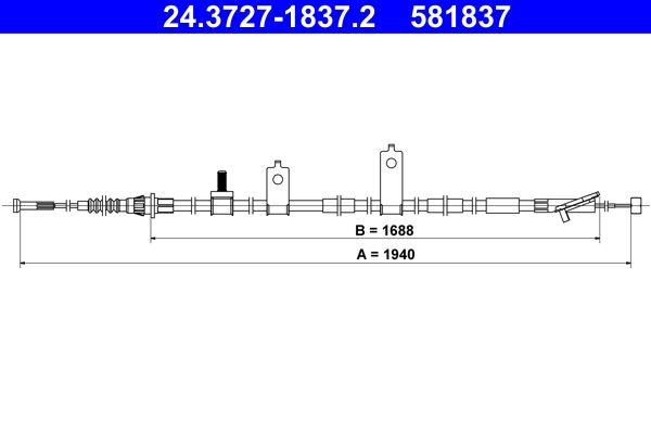 ATE 24.3727-1837.2 Cable Pull, parking brake