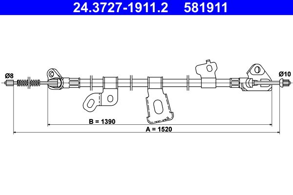 ATE 24.3727-1911.2 Cable Pull, parking brake