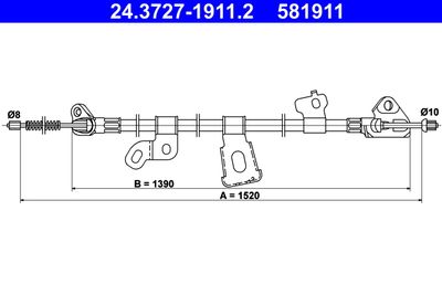 Cable Pull, parking brake ATE 24.3727-1911.2