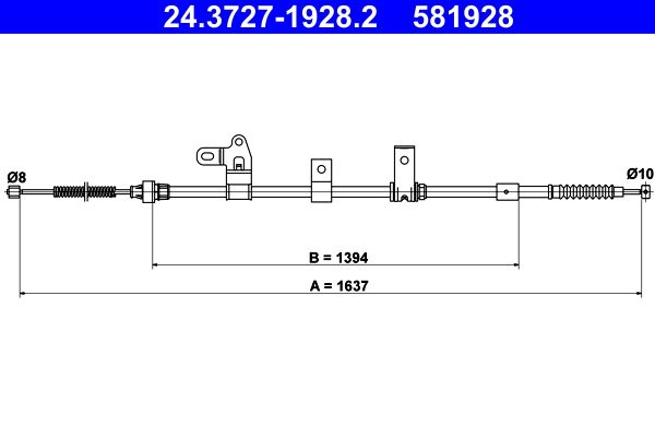 ATE 24.3727-1928.2 Cable Pull, parking brake