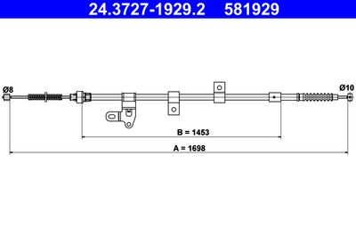 Cable Pull, parking brake ATE 24.3727-1929.2