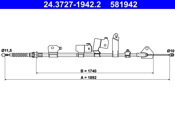 ATE 24.3727-1942.2 Cable Pull, parking brake