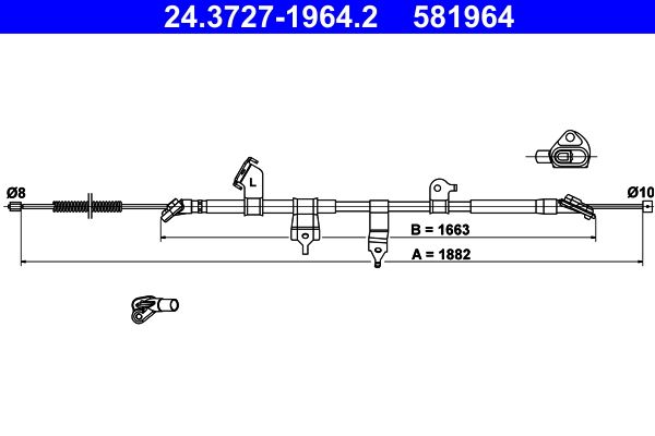 ATE 24.3727-1964.2 Cable Pull, parking brake