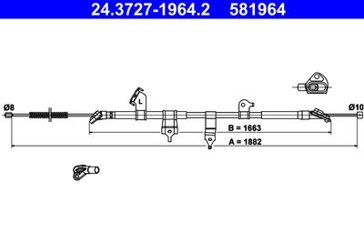Cable Pull, parking brake ATE 24.3727-1964.2