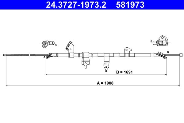 ATE 24.3727-1973.2 Cable Pull, parking brake