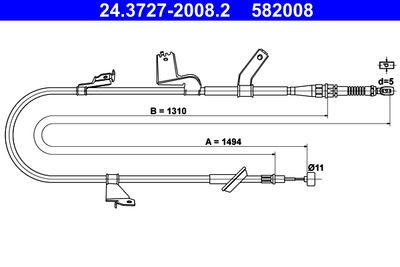 Cable Pull, parking brake ATE 24.3727-2008.2