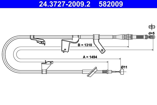 ATE 24.3727-2009.2 Cable Pull, parking brake