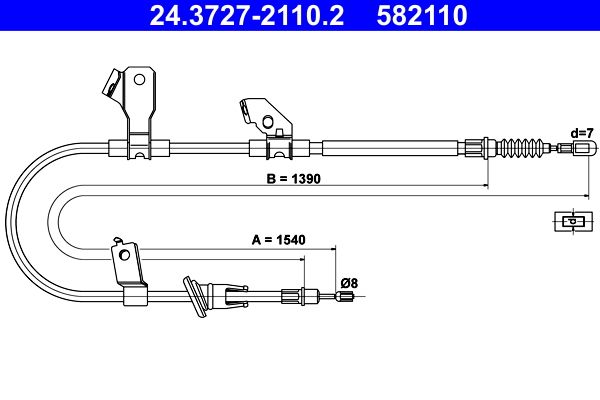 ATE 24.3727-2110.2 Cable Pull, parking brake