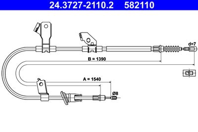 Cable Pull, parking brake ATE 24.3727-2110.2