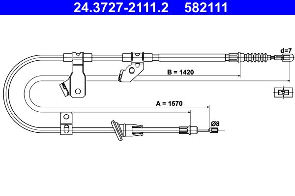 ATE 24.3727-2111.2 Cable Pull, parking brake