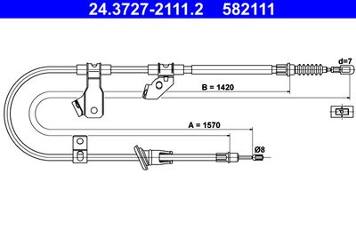 Cable Pull, parking brake ATE 24.3727-2111.2
