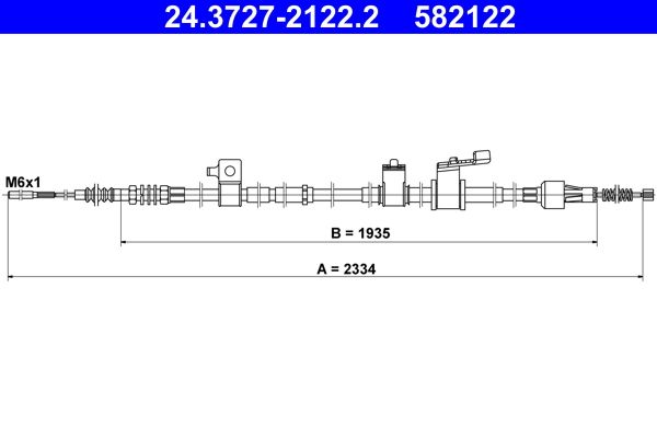 ATE 24.3727-2122.2 Cable Pull, parking brake