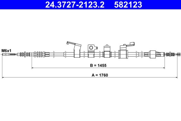 ATE 24.3727-2123.2 Cable Pull, parking brake