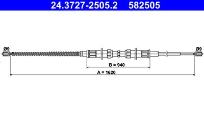 Cable Pull, parking brake ATE 24.3727-2505.2